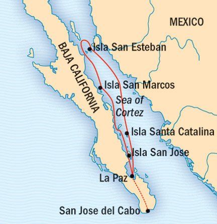 Baja California Holiday Voyage: A Living Sea and Desert Isles Itinerary Map